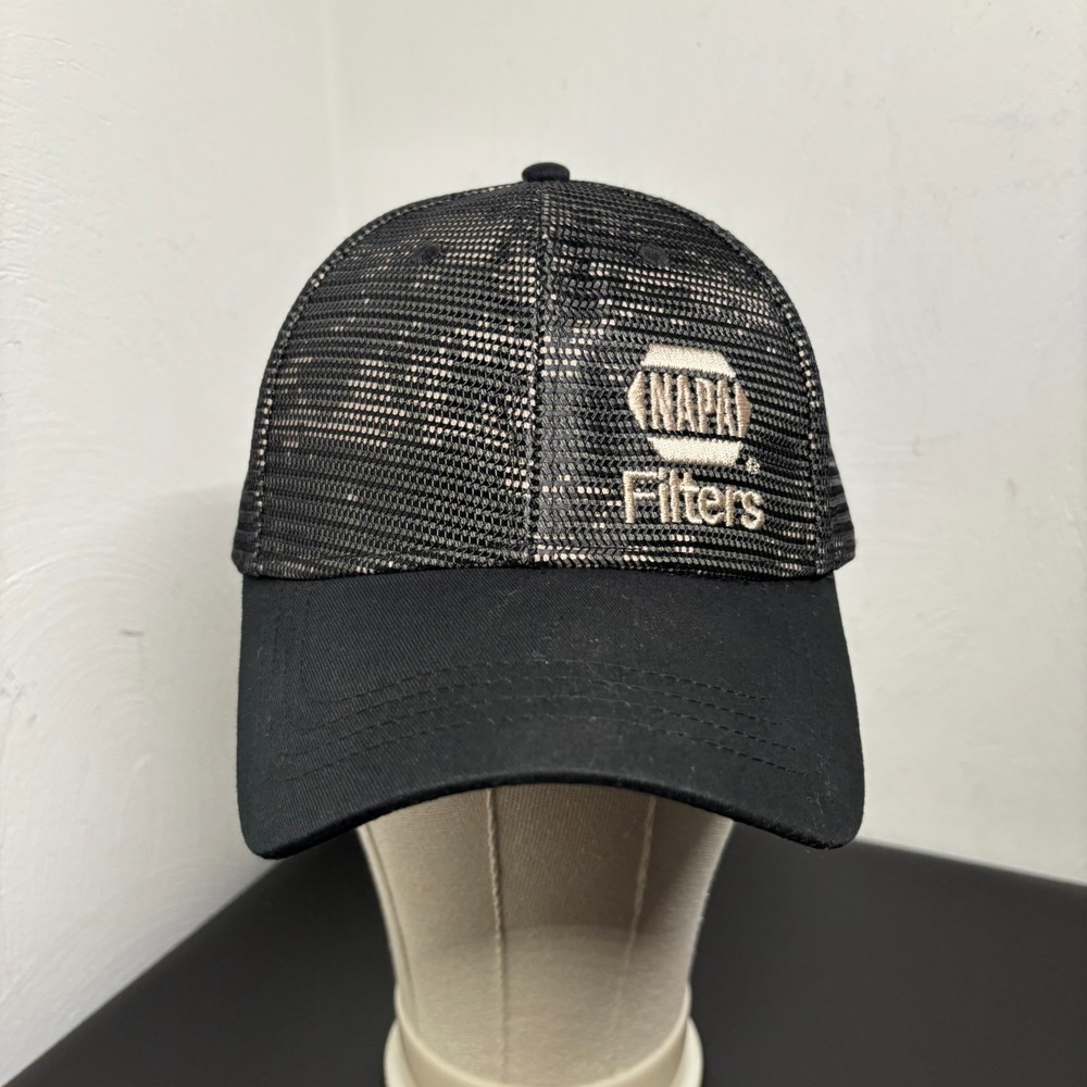 Napa Filters Trucker‎ Style Cap Black Camo Hat Flag Hook and Loop OSFM NWOT Auto